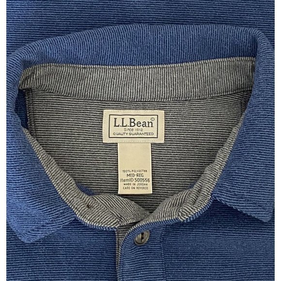 LL Bean Men’s MEDIUM Fleece Long Sleeve 1/4 Button Up Collared Pocket Sweatshirt - Picture 6 of 7